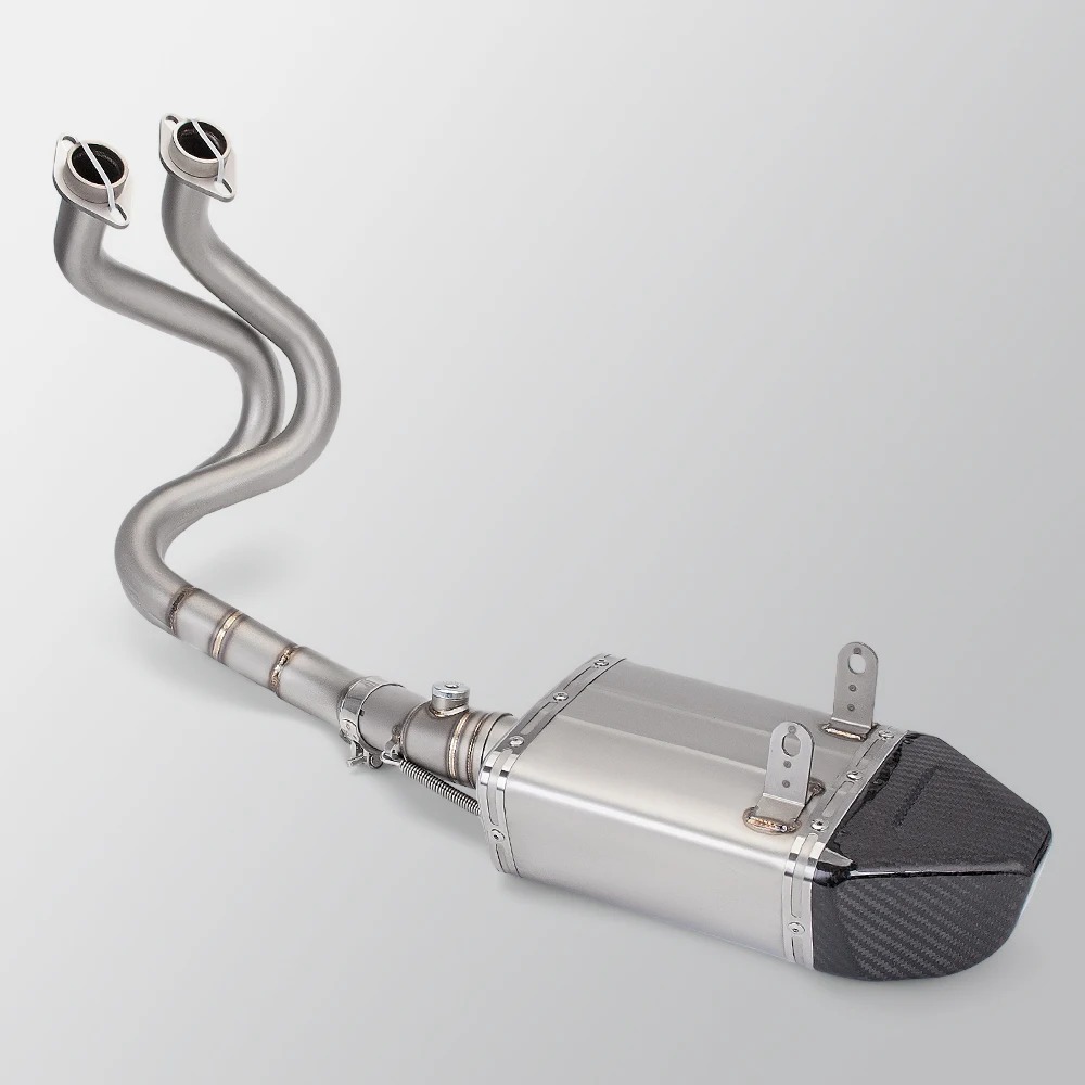 For ER6N ER-6N 2012-2016 Motorcycle Escape Full System Modify Box Bottom Exhaust Front Link Pipe Carbon Fiber Muffler